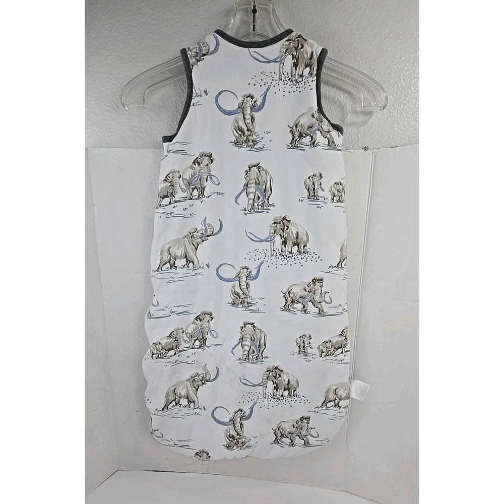 DoMiaMia Baby Sleepsack Wooly Mammoth Print White Sz L 18-24 Mo 100% Cotton READ